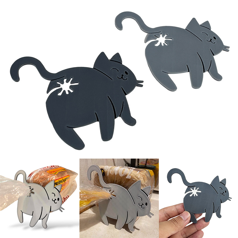 Kitchen Gadgets To 3D Print - 2 Stück lustige Katzen-Po-Beutel-Clips, 3D-gedrucktes Küchenhelfer