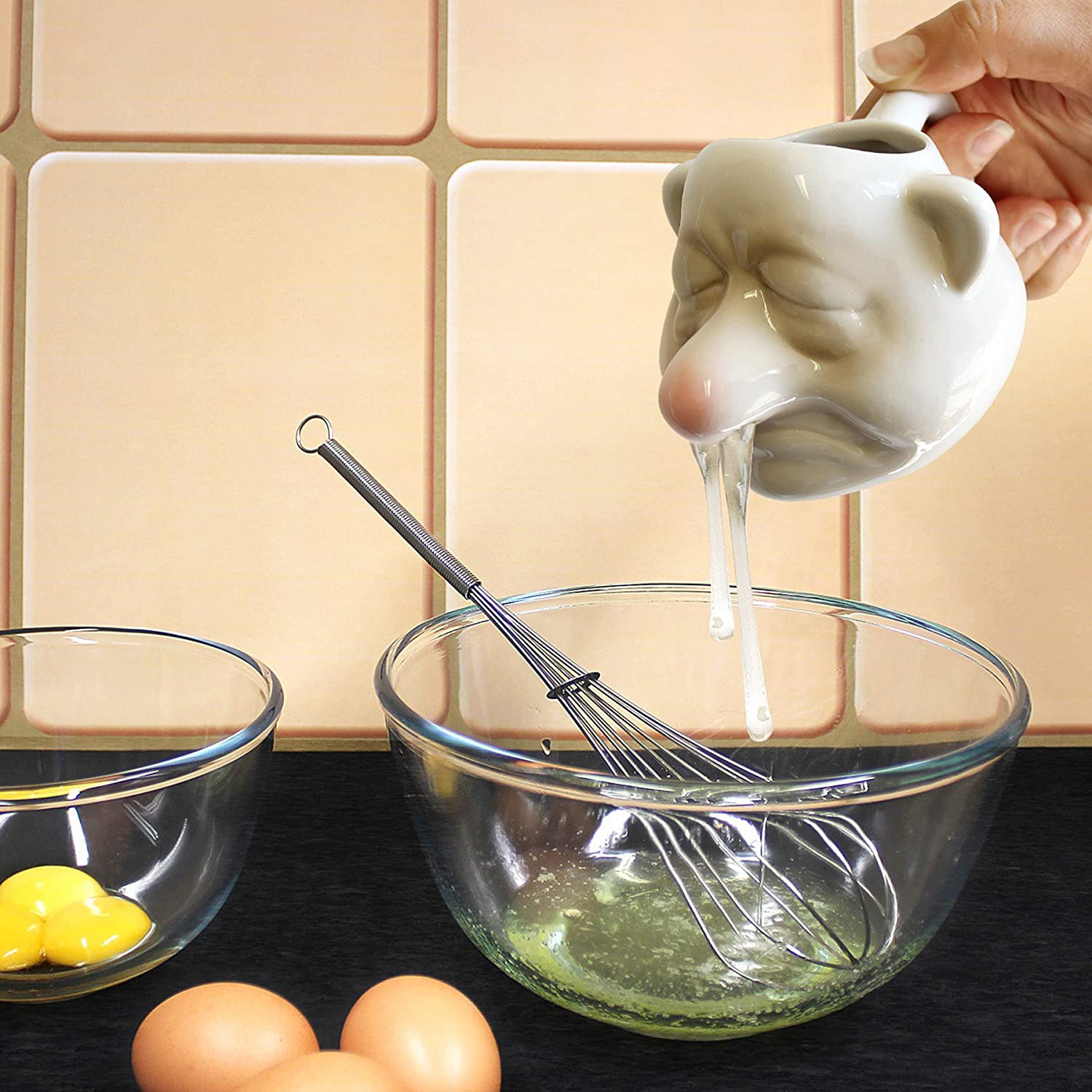 Kitchen Gadgets Novelty - Lustiger Keramik-Eiertrenner, Großnasiger Zwerg-Eiweiß-Eigelb-Filter, Kreatives Nasen-Küchengerät