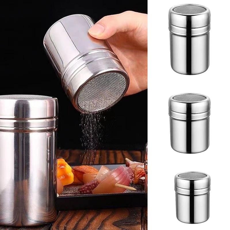 Kitchen Gadgets For Arthritic Hands - Edelstahl-Pulversprinklerflasche, Mehlsieb, Staubwedelflasche, kompakte Größe, Puderstreuer